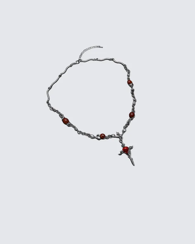 Red Rose Pendant Necklace made by KIIKIO