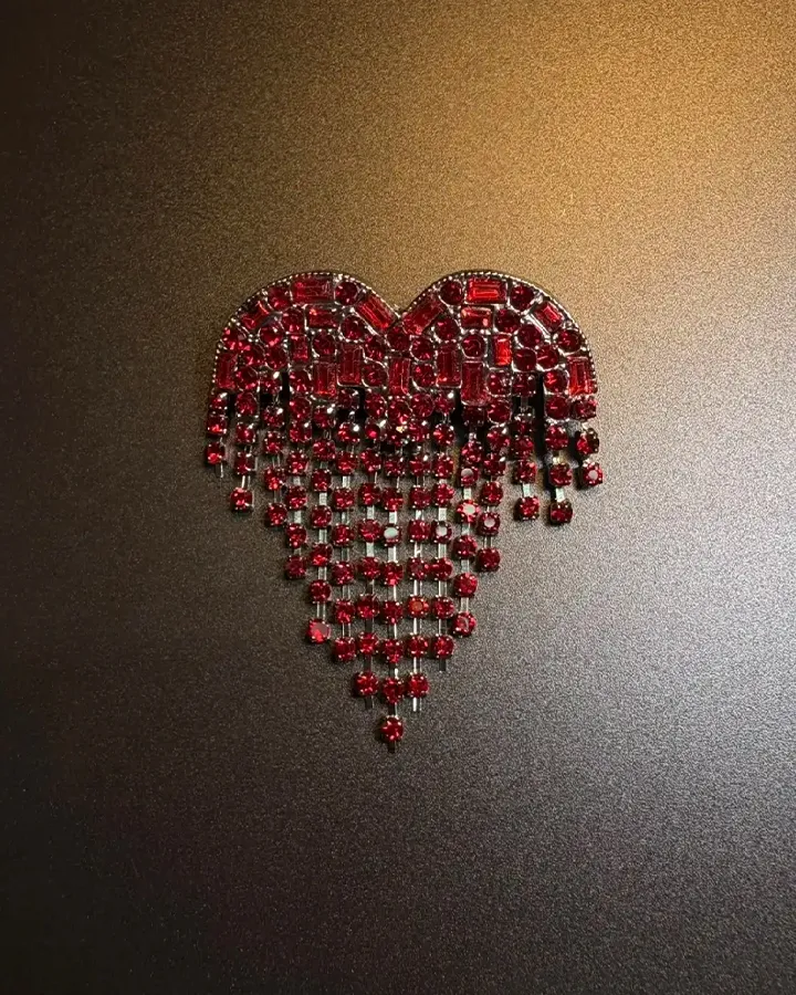 Red Crystal Heart Fringe Brooch sold by KIIKIO product image thumbnail 2