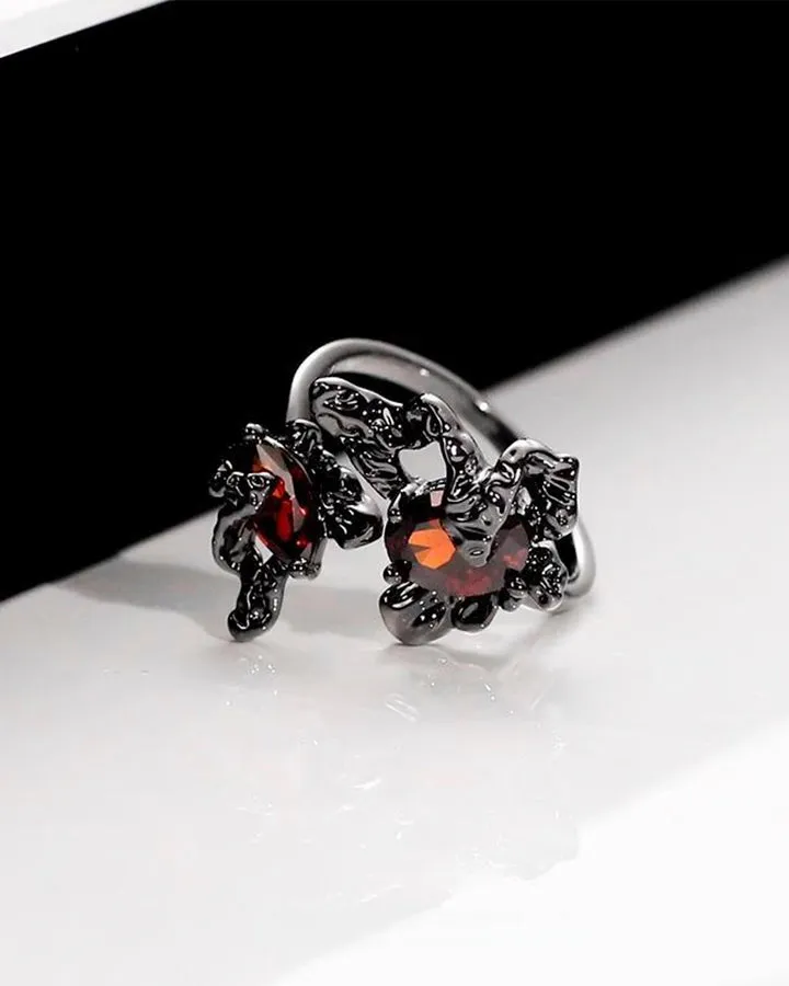 Open Dark Red Gem Statement Ring sold by KIIKIO product image thumbnail 4