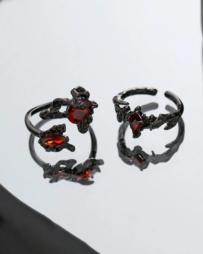 Open Dark Red Gem Statement Ring sold by KIIKIO product image thumbnail 5