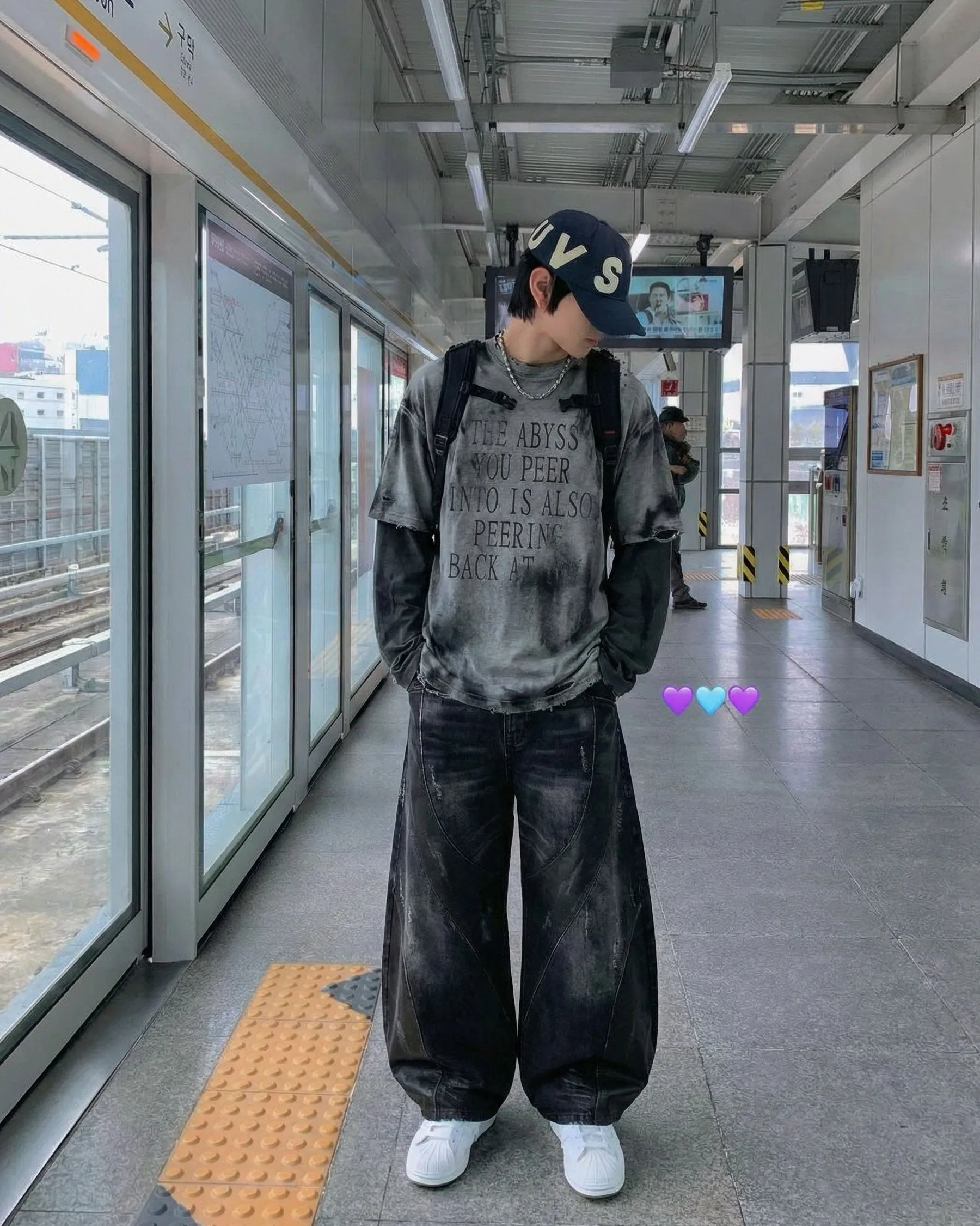 LOW SATURATION-Washed Wide-Leg Denim Pants sold by KIIKIO product image thumbnail 2