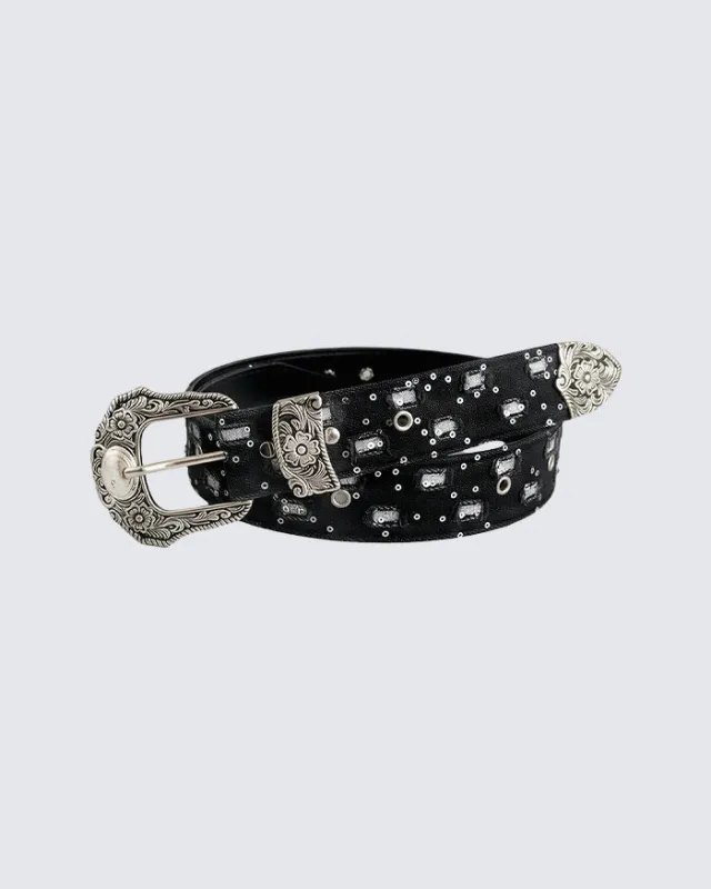 Retro Embossed Leather Belt made by KIIKIO