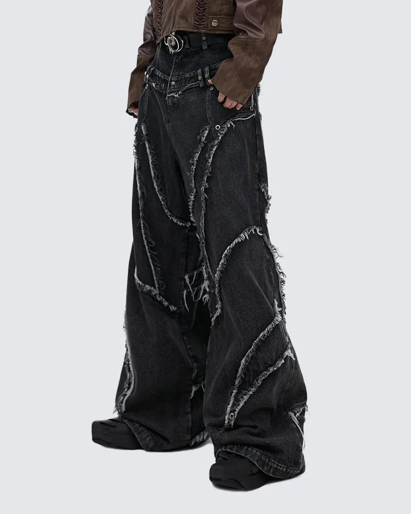 Washed To Make Old Three-Dimensional Raw Stitching Jeans sold by KIIKIO product image thumbnail 2