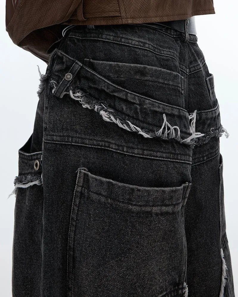 Washed To Make Old Three-Dimensional Raw Stitching Jeans sold by KIIKIO product image thumbnail 4