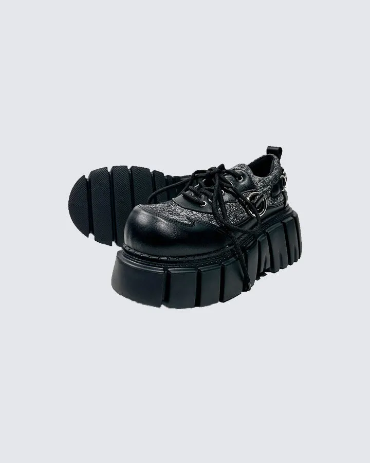 Chunky Studded Platform Lace Up Shoes sold by KIIKIO