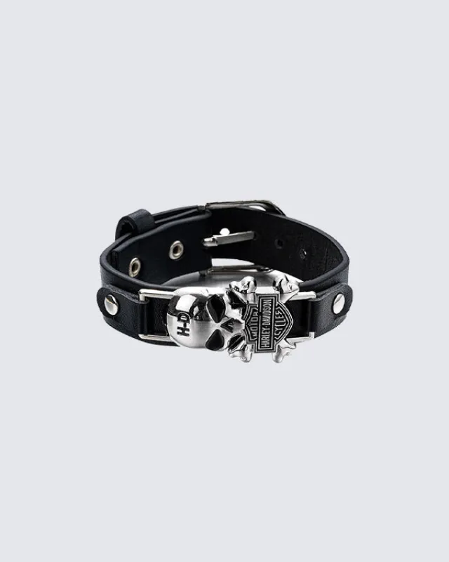 Vintage Skull Buckle Punk Bracelet sold by KIIKIO