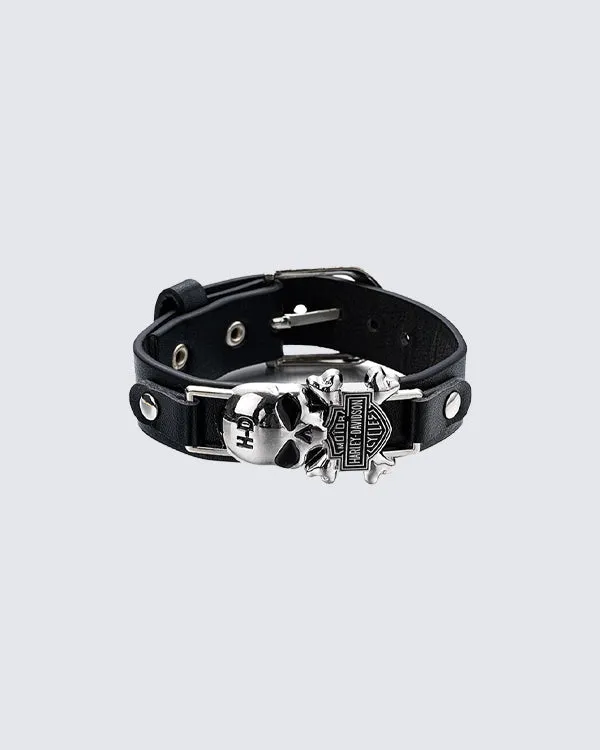Vintage Skull Buckle Punk Bracelet sold by KIIKIO