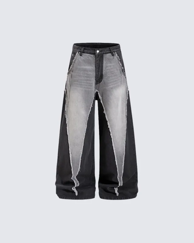 Vintage Washed Patchwork Denim Pants made by KIIKIO