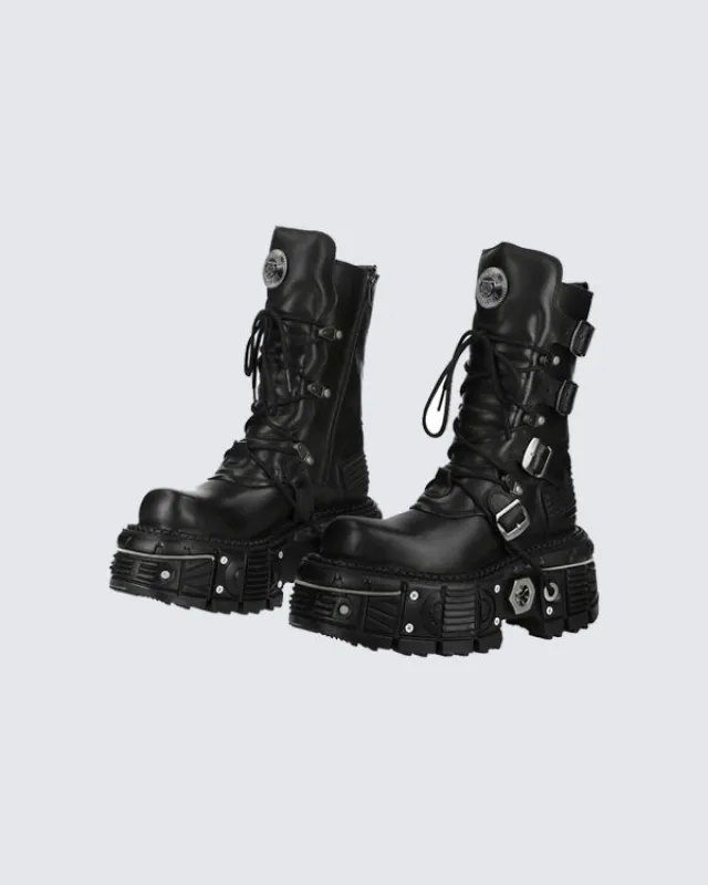 New High-Top Buckled Gothic Boots made by KIIKIO