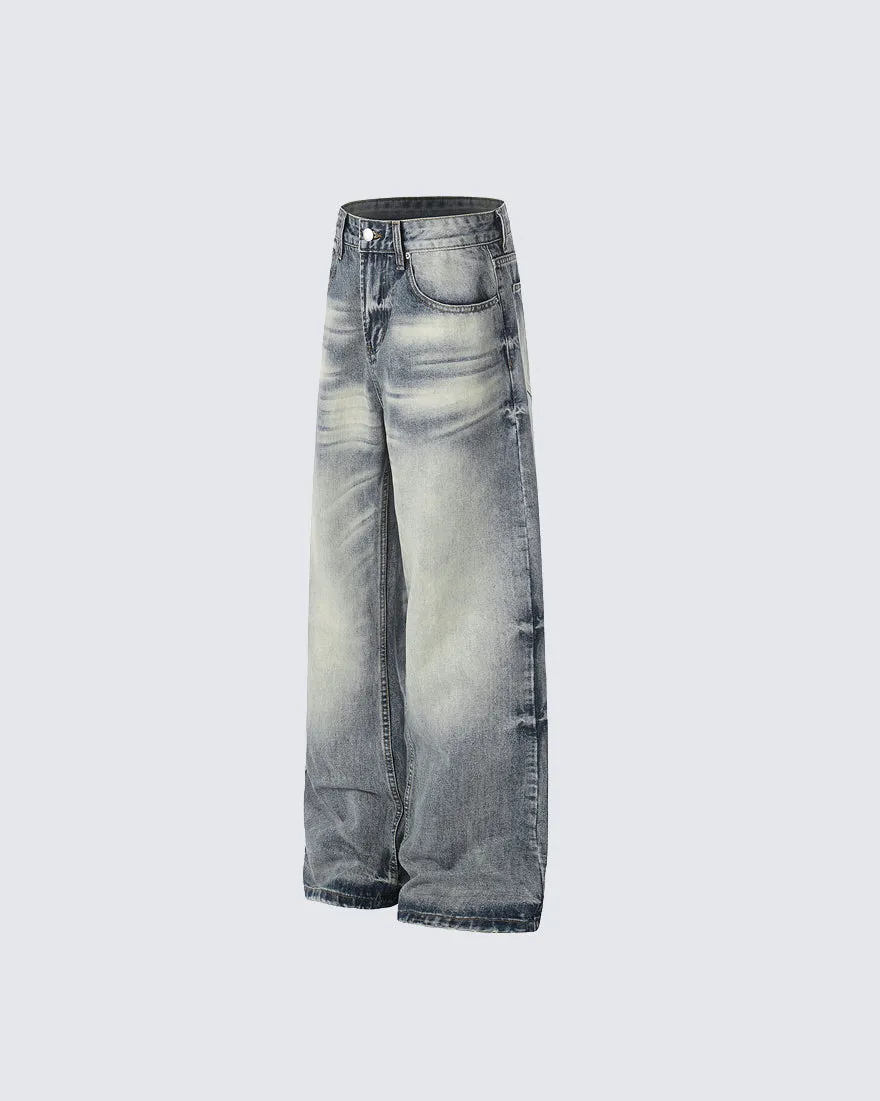High Street Whisker Wash Wide Leg Jeans sold by KIIKIO product image thumbnail 3
