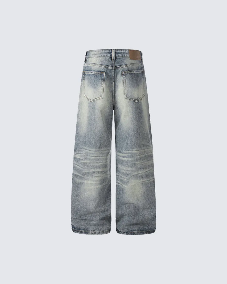 High Street Whisker Wash Wide Leg Jeans sold by KIIKIO product image thumbnail 4
