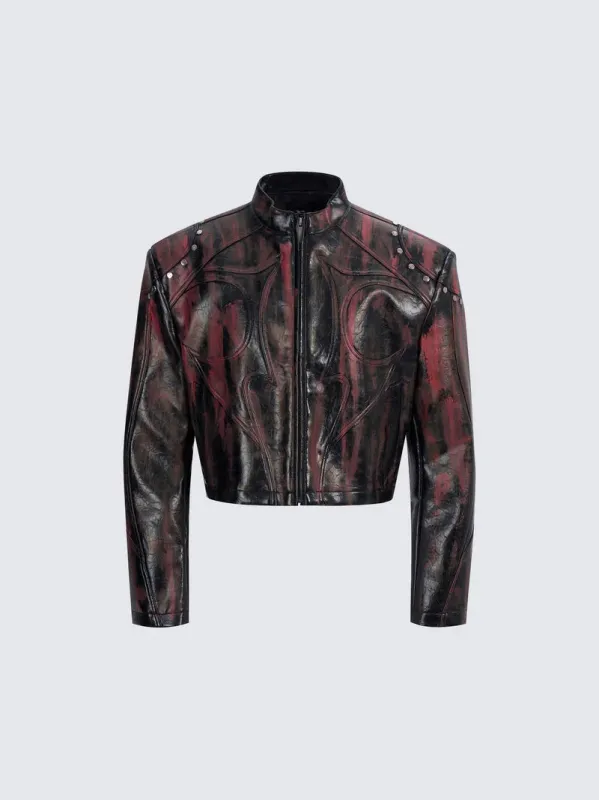 Studded Moto Leather Jacket made by KIIKIO