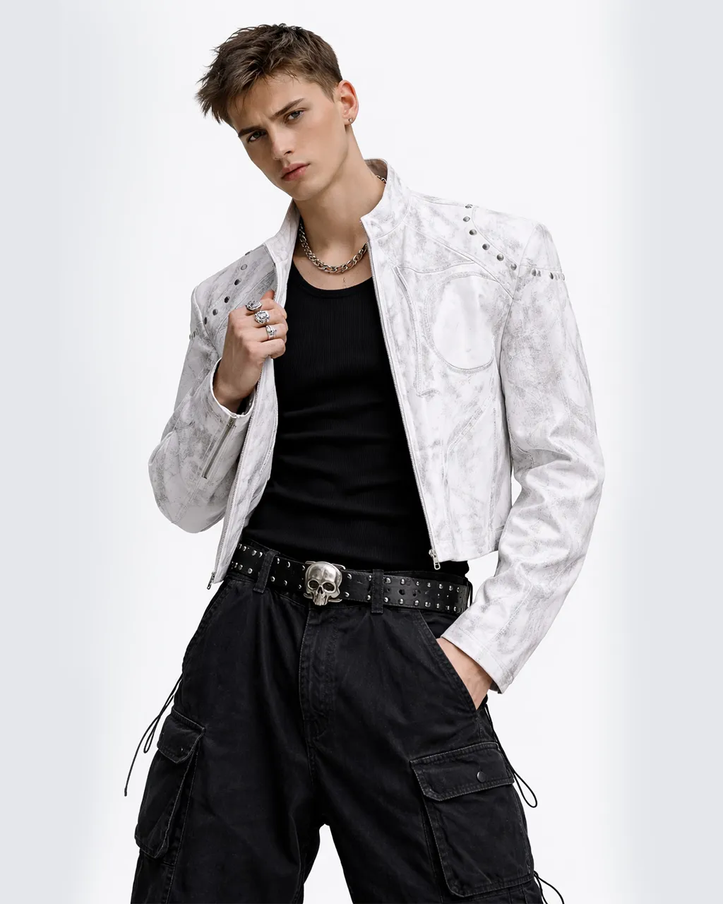 Studded Moto Leather Jacket sold by KIIKIO product image thumbnail 4