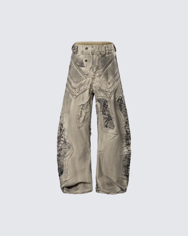 New Distressed Washed Wide Leg Jeans made by KIIKIO