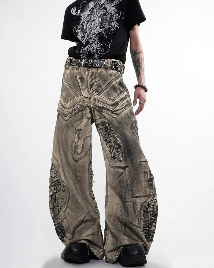 New Distressed Washed Wide Leg Jeans sold by KIIKIO product image thumbnail 2