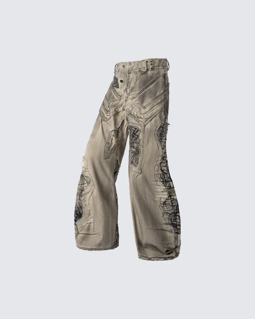 New Distressed Washed Wide Leg Jeans sold by KIIKIO product image thumbnail 3