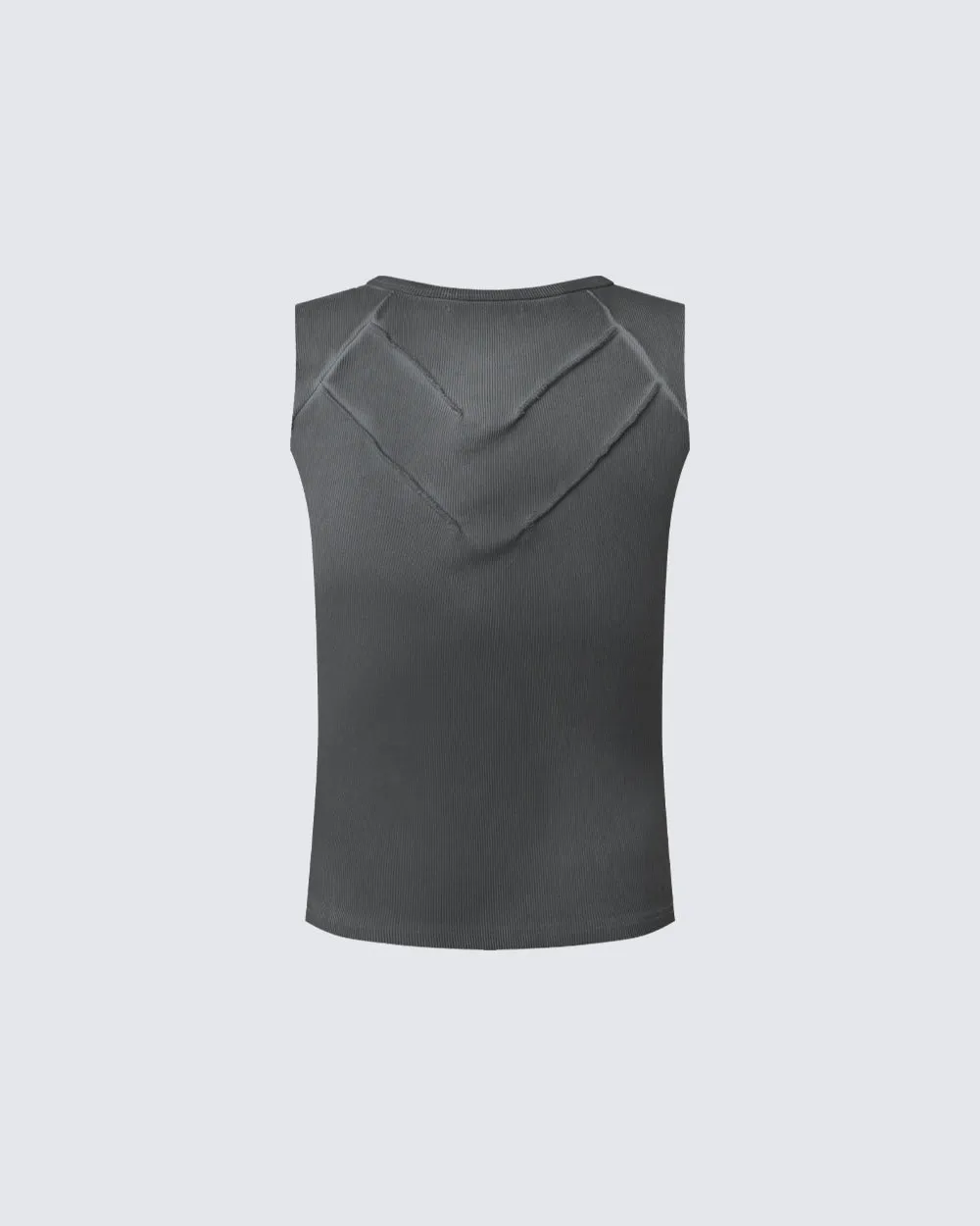 Dark Washed Distressed Sleeveless Ribbed Tank Top sold by KIIKIO product image thumbnail 3