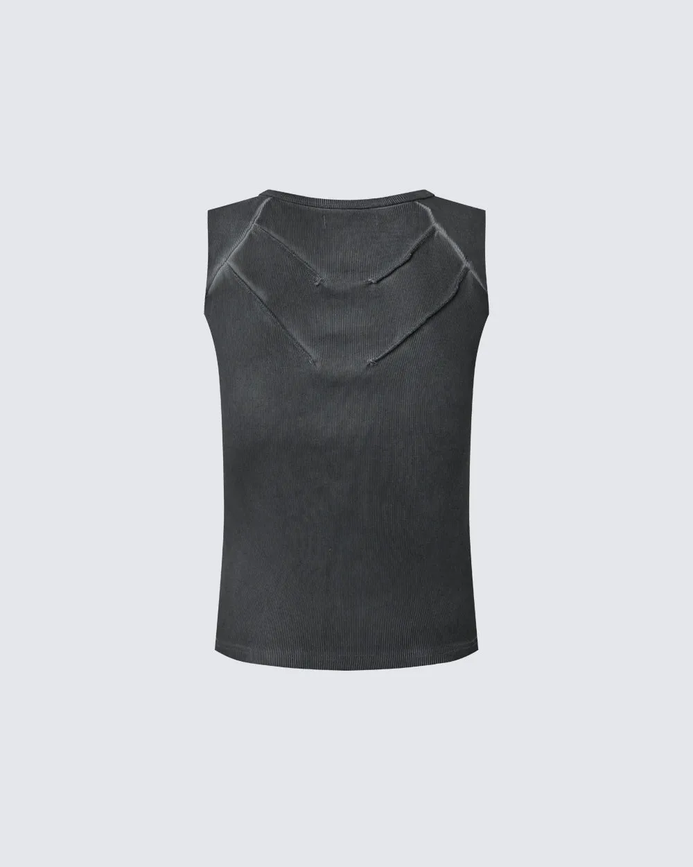 Dark Washed Distressed Sleeveless Ribbed Tank Top sold by KIIKIO product image thumbnail 5