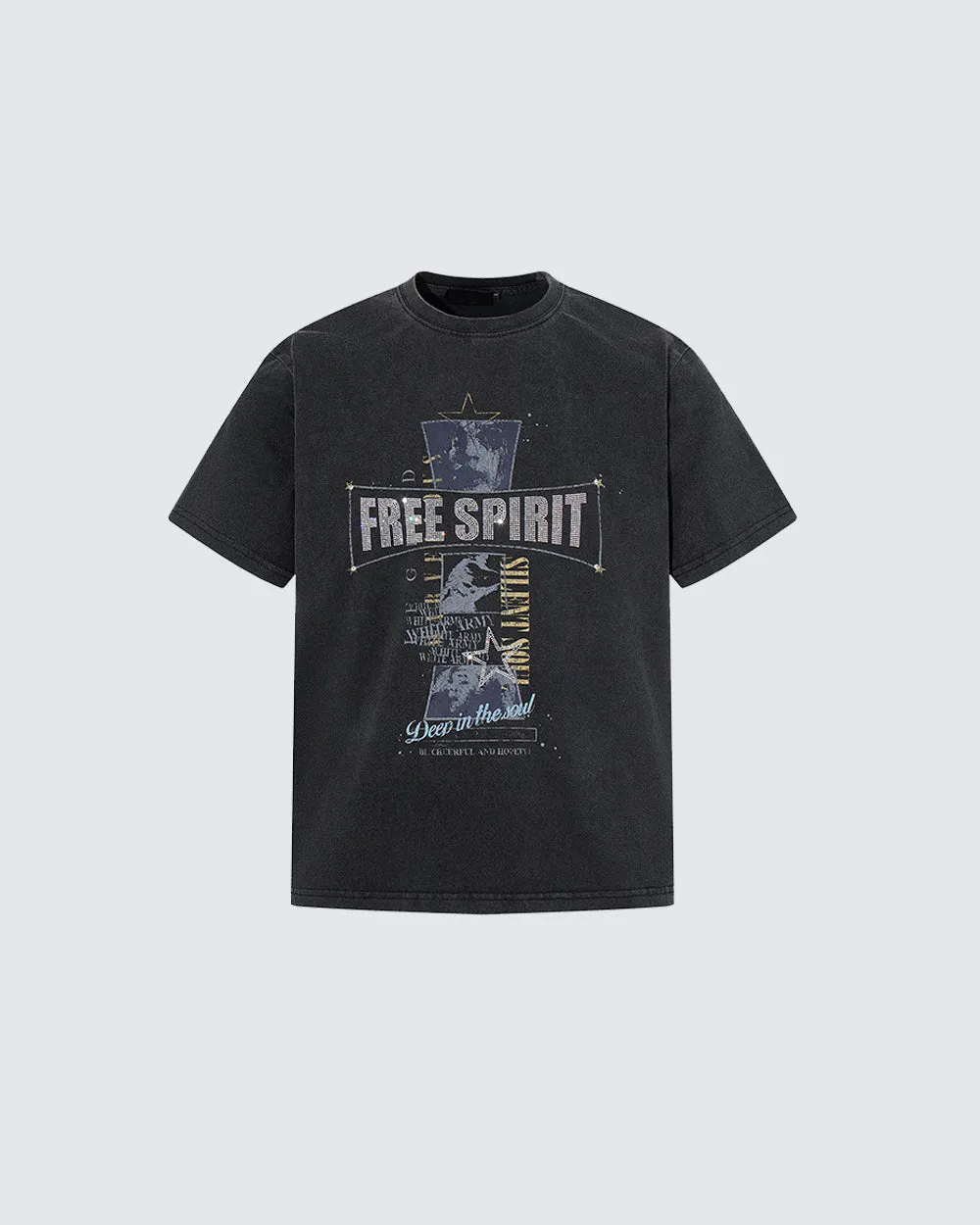 Retro-Style Washed Print Casual Short-Sleeved T-Shirt sold by KIIKIO product image thumbnail 2