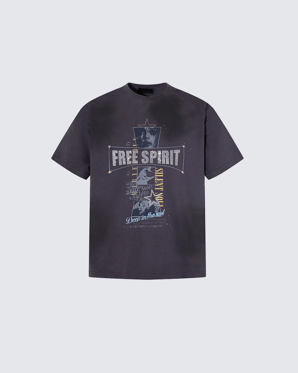 Retro-Style Washed Print Casual Short-Sleeved T-Shirt sold by KIIKIO product image thumbnail 3