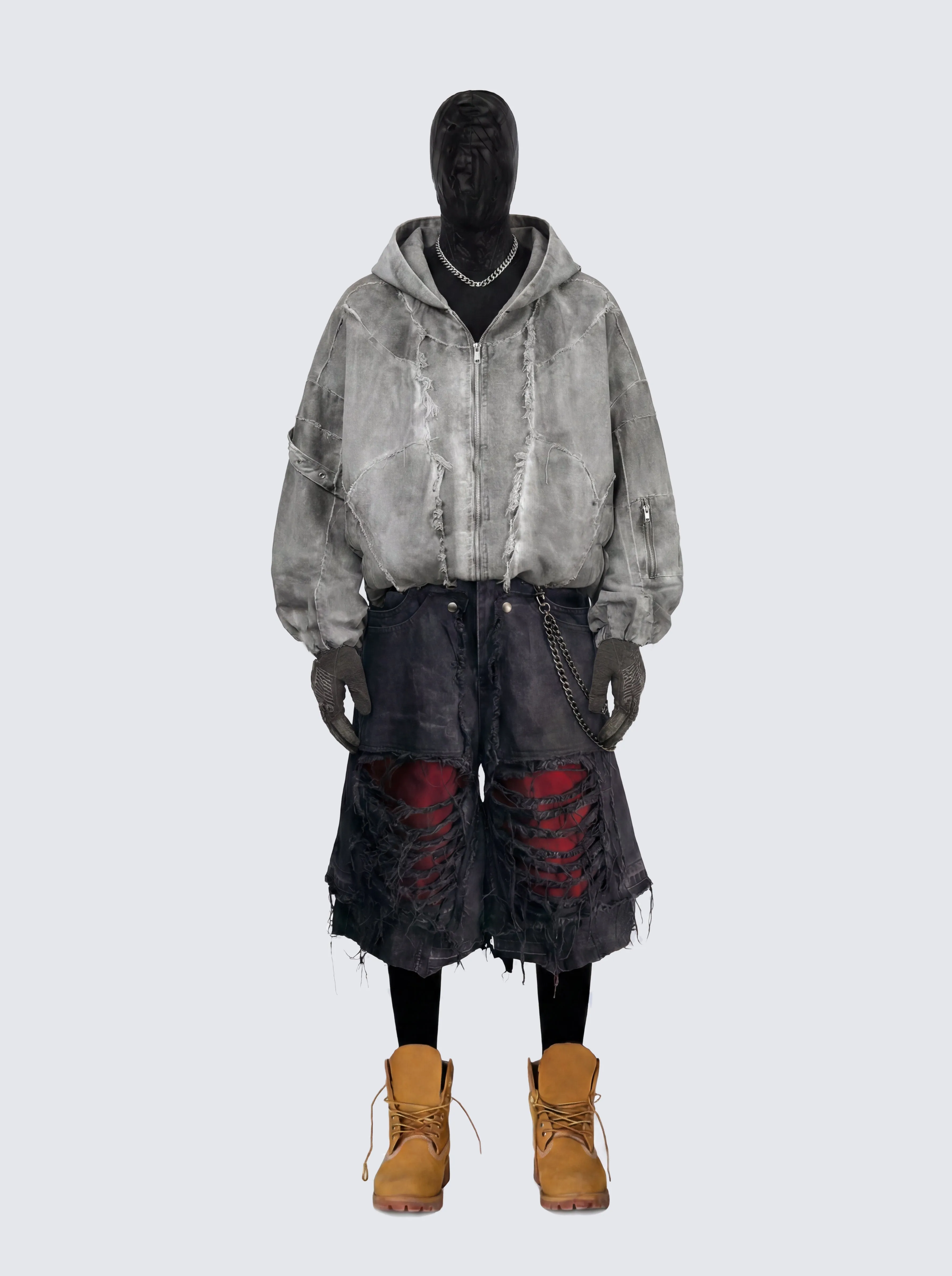 Distressed Patchwork Washed Zip Jacket sold by KIIKIO product image thumbnail 2
