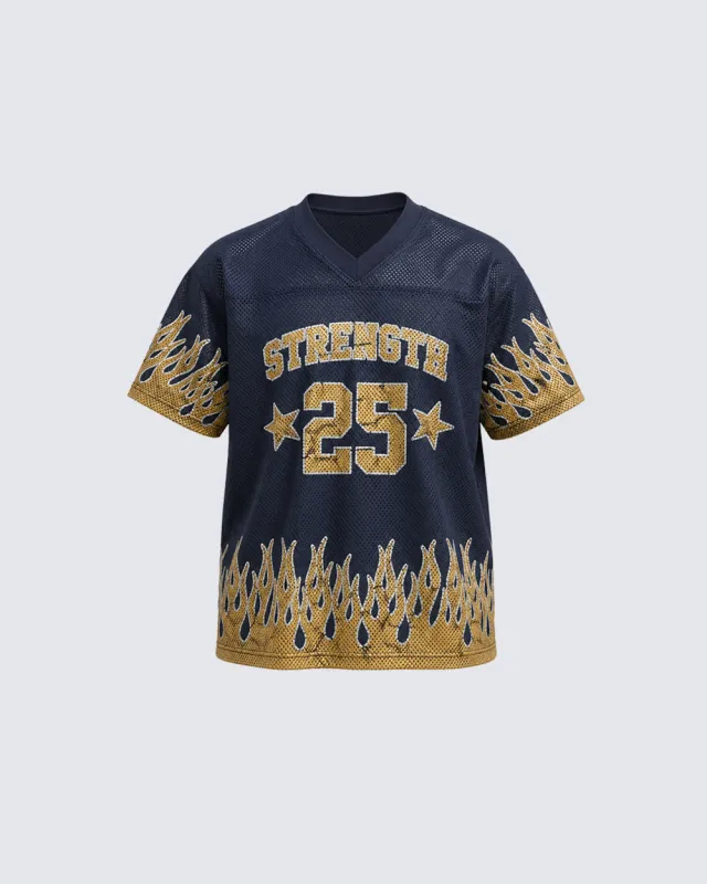 Flame Print Mesh Jersey Casual Tee made by KIIKIO