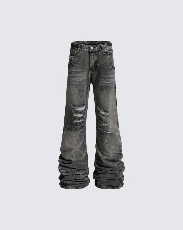 High Street Flared Extra-Long Stacked Jeans made by KIIKIO