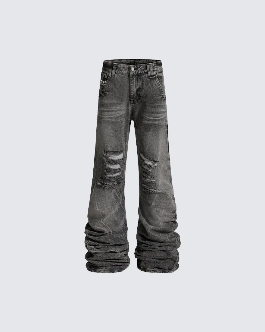 High Street Flared Extra-Long Stacked Jeans sold by KIIKIO