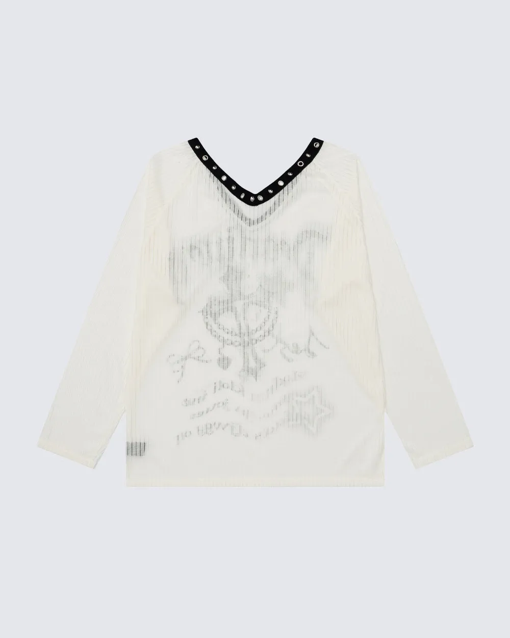 Gothic Printed Long Sleeve Top with Studded Neckline sold by KIIKIO product image thumbnail 4