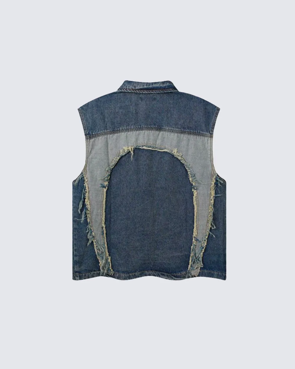 Distressed Patchwork Denim Vest sold by KIIKIO product image thumbnail 5