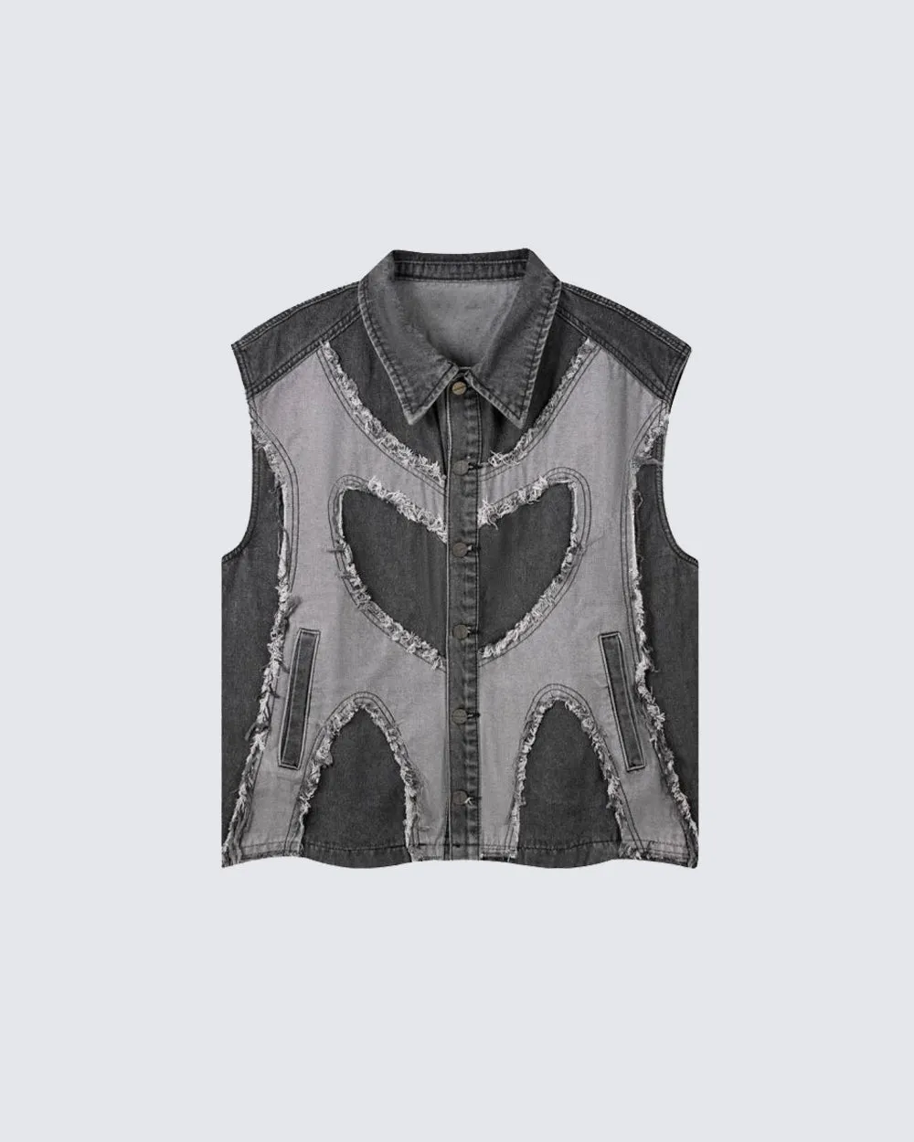 Distressed Patchwork Denim Vest sold by KIIKIO product image thumbnail 3