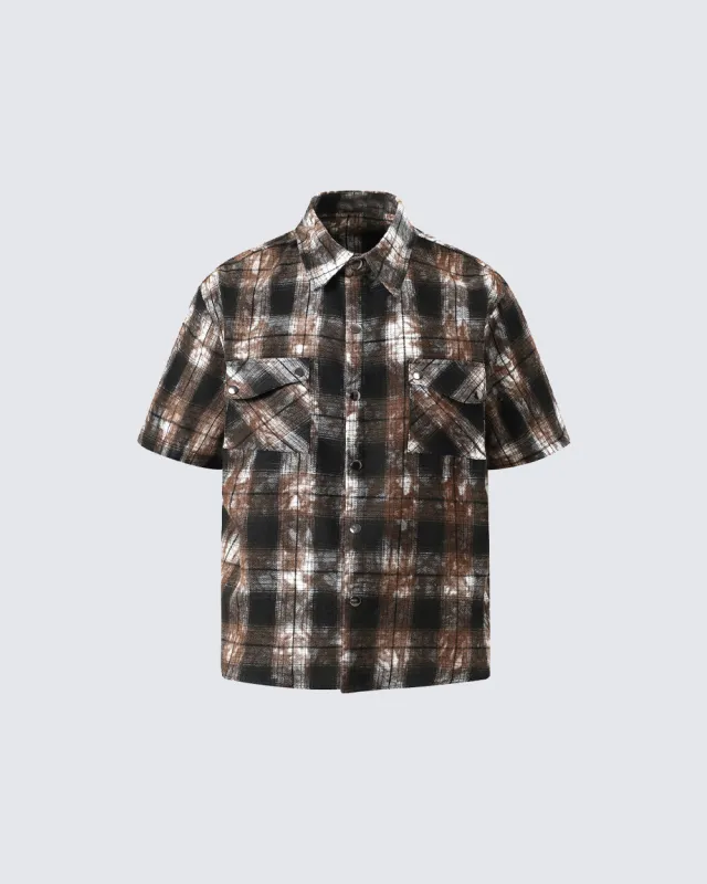 American Vintage Tie-Dye Plaid Shirt T made by KIIKIO