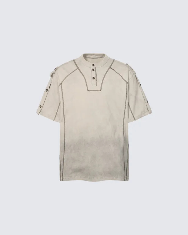 Utility Vintage Contrast Stitch Button Henley New Tee made by KIIKIO