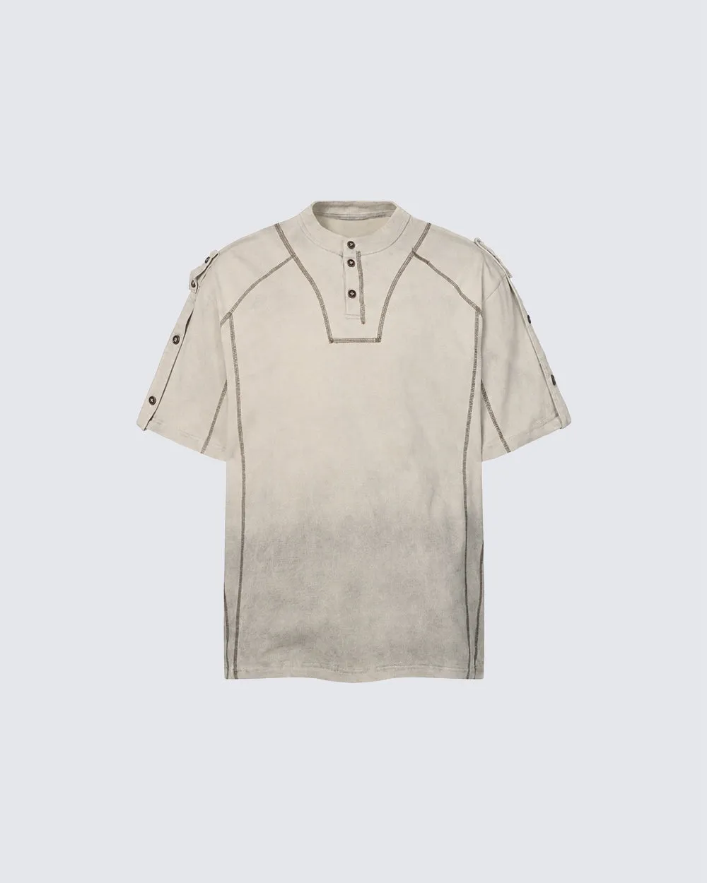 Utility Vintage Contrast Stitch Button Henley New Tee sold by KIIKIO