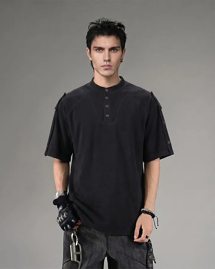 Utility Vintage Contrast Stitch Button Henley New Tee sold by KIIKIO product image thumbnail 5