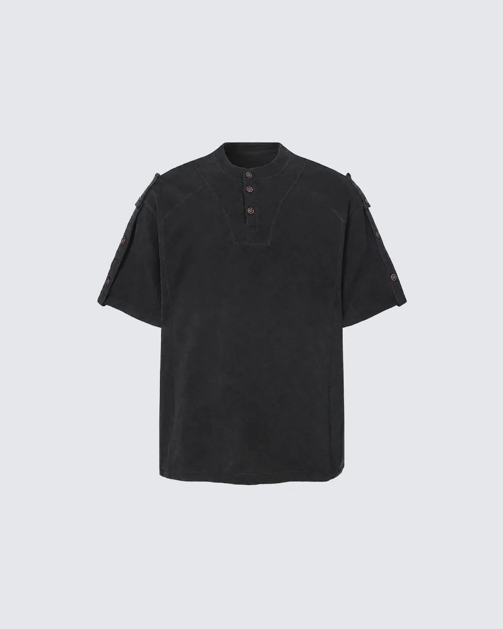 Utility Vintage Contrast Stitch Button Henley New Tee sold by KIIKIO product image thumbnail 4