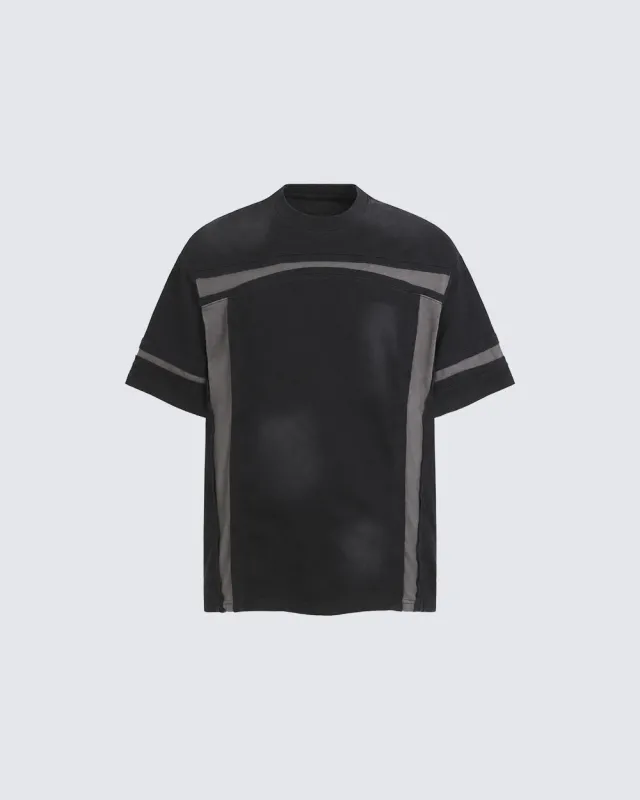 American Utility Contrast Panel Boxy New Tee made by KIIKIO