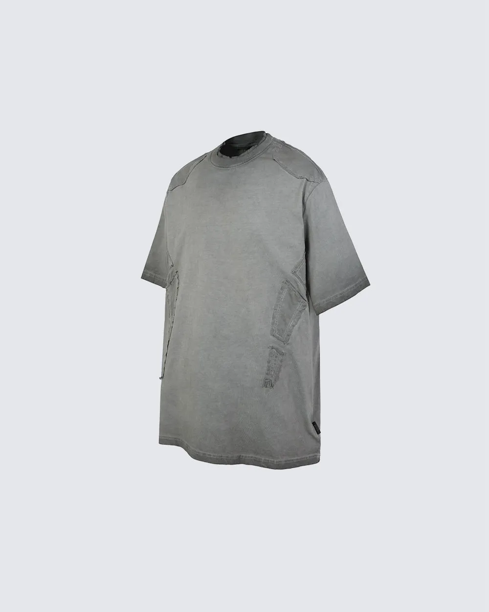 Grunge Washed Raw Edge Patchwork Boxy Tee New sold by KIIKIO product image thumbnail 5
