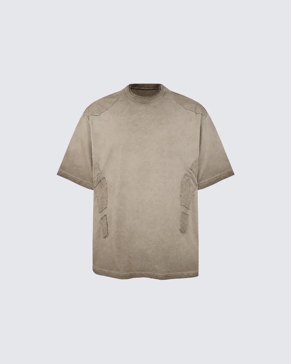 Grunge Washed Raw Edge Patchwork Boxy Tee New sold by KIIKIO product image thumbnail 2