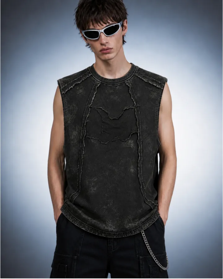 KIIKIO Retro Frayed Sleeveless Vest sold by KIIKIO product image thumbnail 3