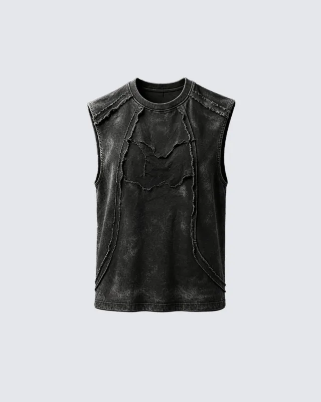 KIIKIO Retro Frayed Sleeveless Vest made by KIIKIO