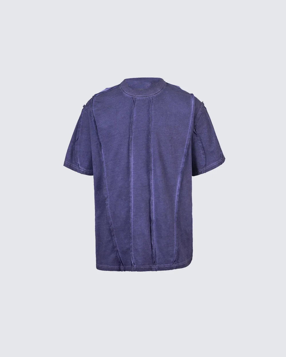 Vertical Raw Seam Washed Crew Neck T-shirt sold by KIIKIO product image thumbnail 5