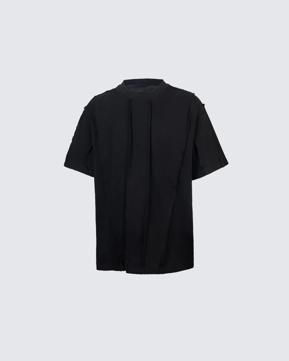 Vertical Raw Seam Washed Crew Neck T-shirt sold by KIIKIO product image thumbnail 3