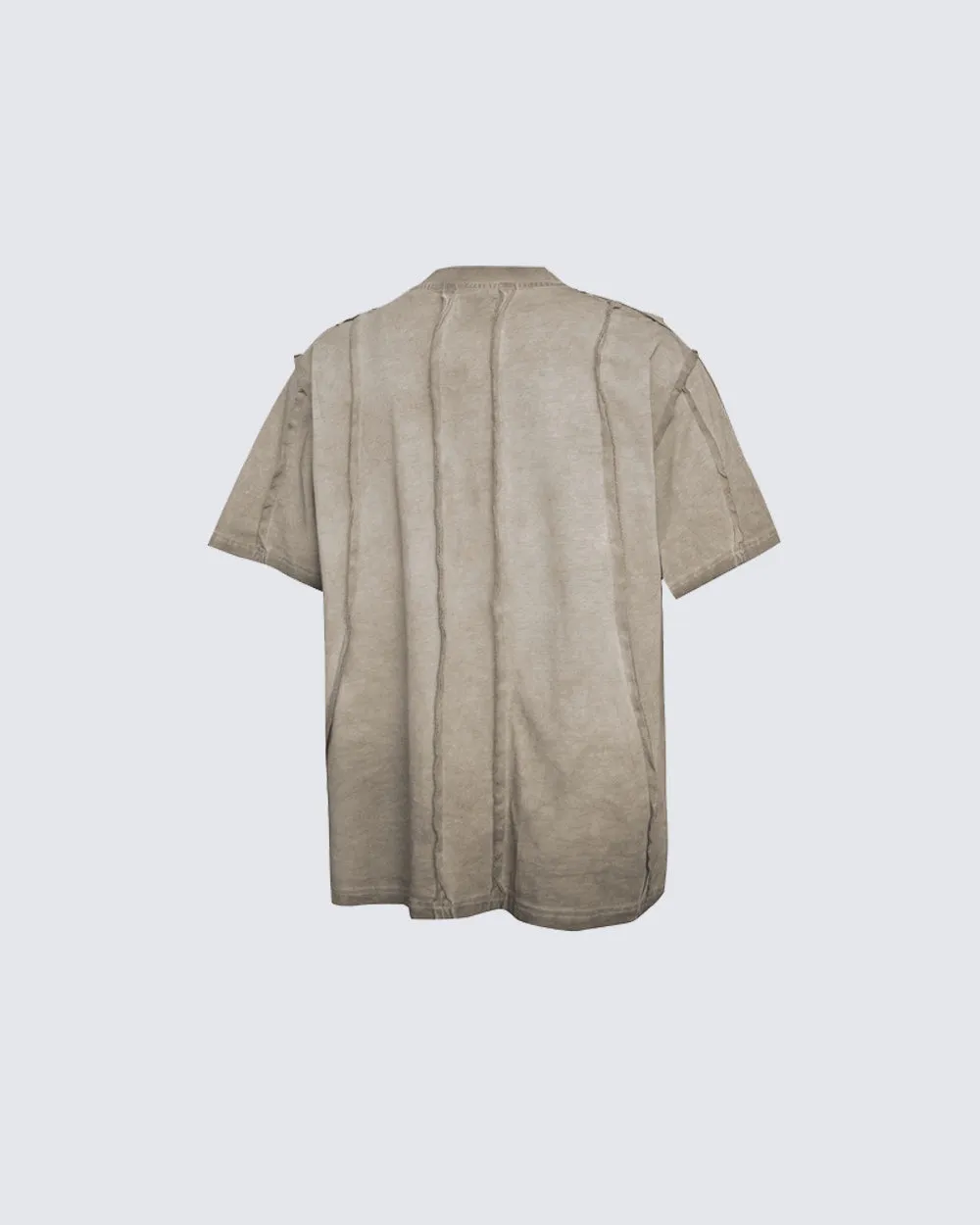 Vertical Raw Seam Washed Crew Neck T-shirt sold by KIIKIO product image thumbnail 2
