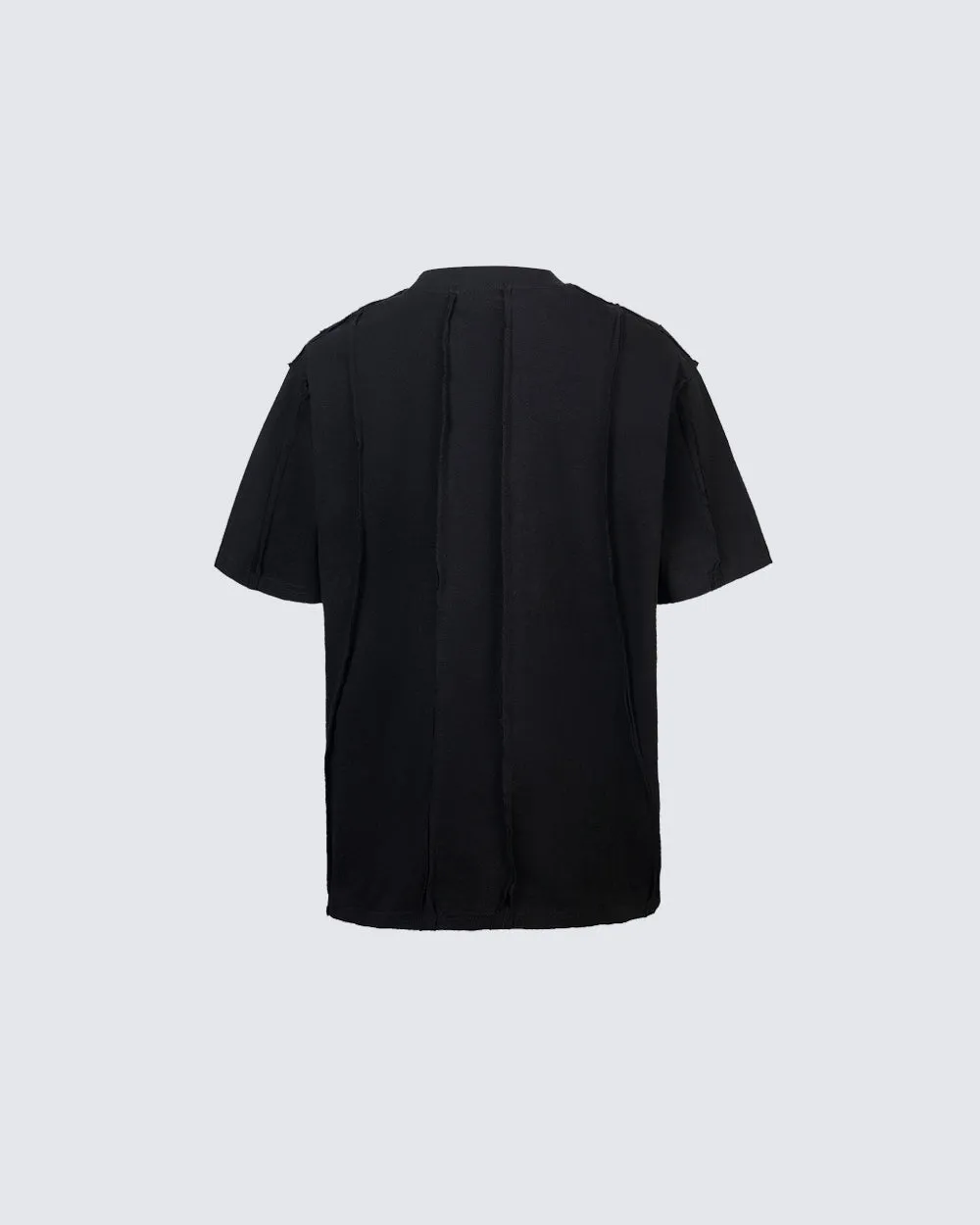 Vertical Raw Seam Washed Crew Neck T-shirt sold by KIIKIO product image thumbnail 4