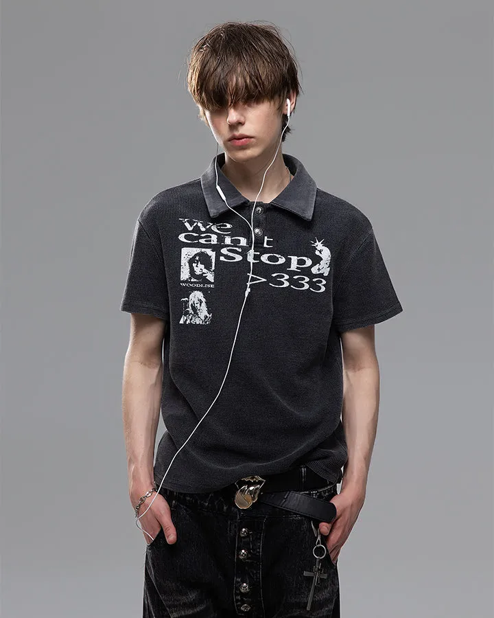High Street Graphic Textured Washed New Polo T-Shirt sold by KIIKIO product image thumbnail 5