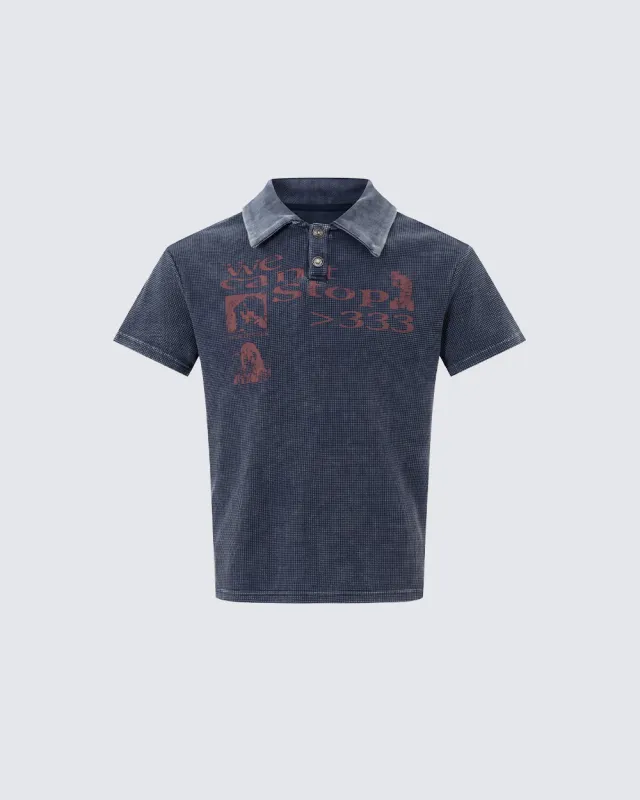 High Street Graphic Textured Washed New Polo T-Shirt made by KIIKIO