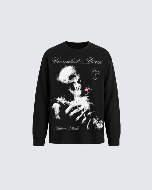 KIIKIO Dark Retro Skull-Print Long-Sleeve T-Shirt made by KIIKIO