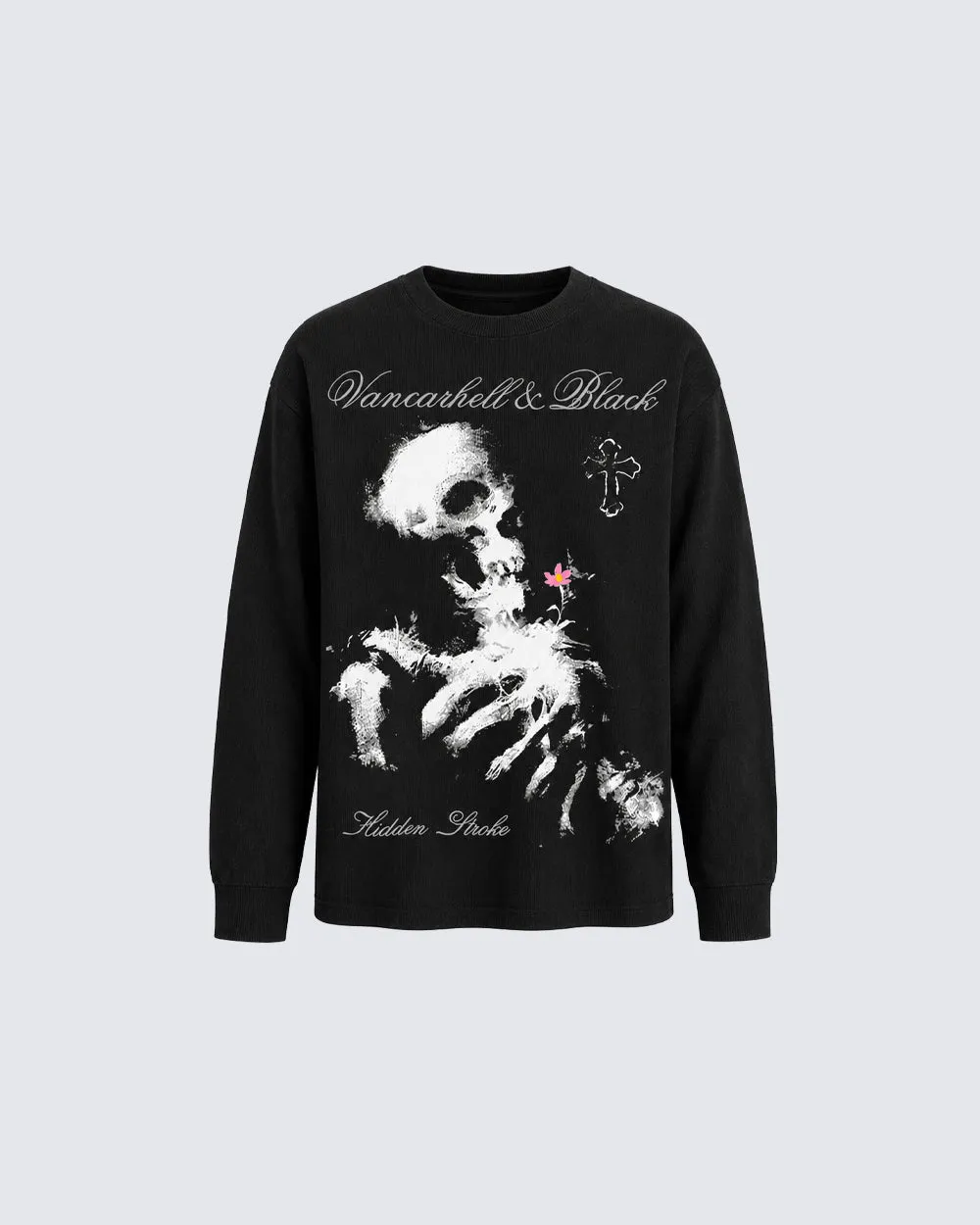 KIIKIO Dark Retro Skull-Print Long-Sleeve T-Shirt sold by KIIKIO
