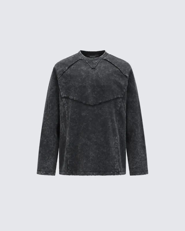 KIIKIO Simple Washed Panel Seam Long-Sleeve T-Shirt made by KIIKIO